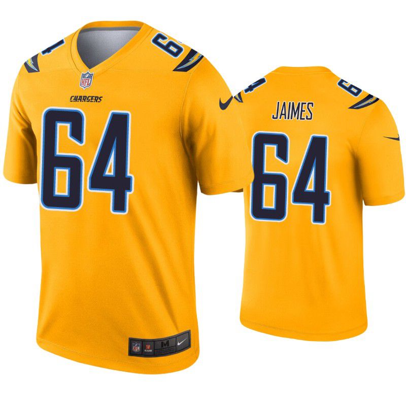 Men Los Angeles Chargers #64 Brenden Jaimes Nike Gold Inverted Legend NFL Jersey->los angeles chargers->NFL Jersey
